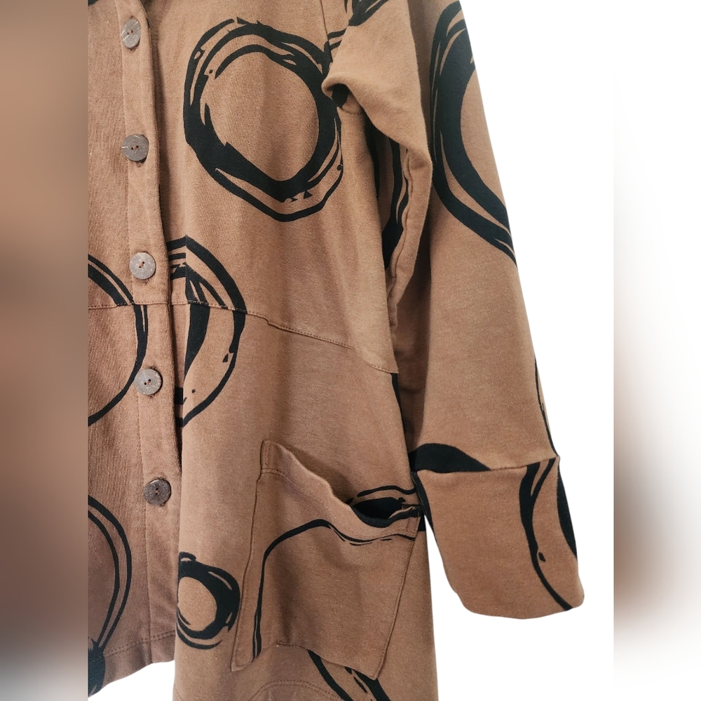 FLUTTER bamboo jacket, button up, brown/black, size XS - Picture 2 of 8